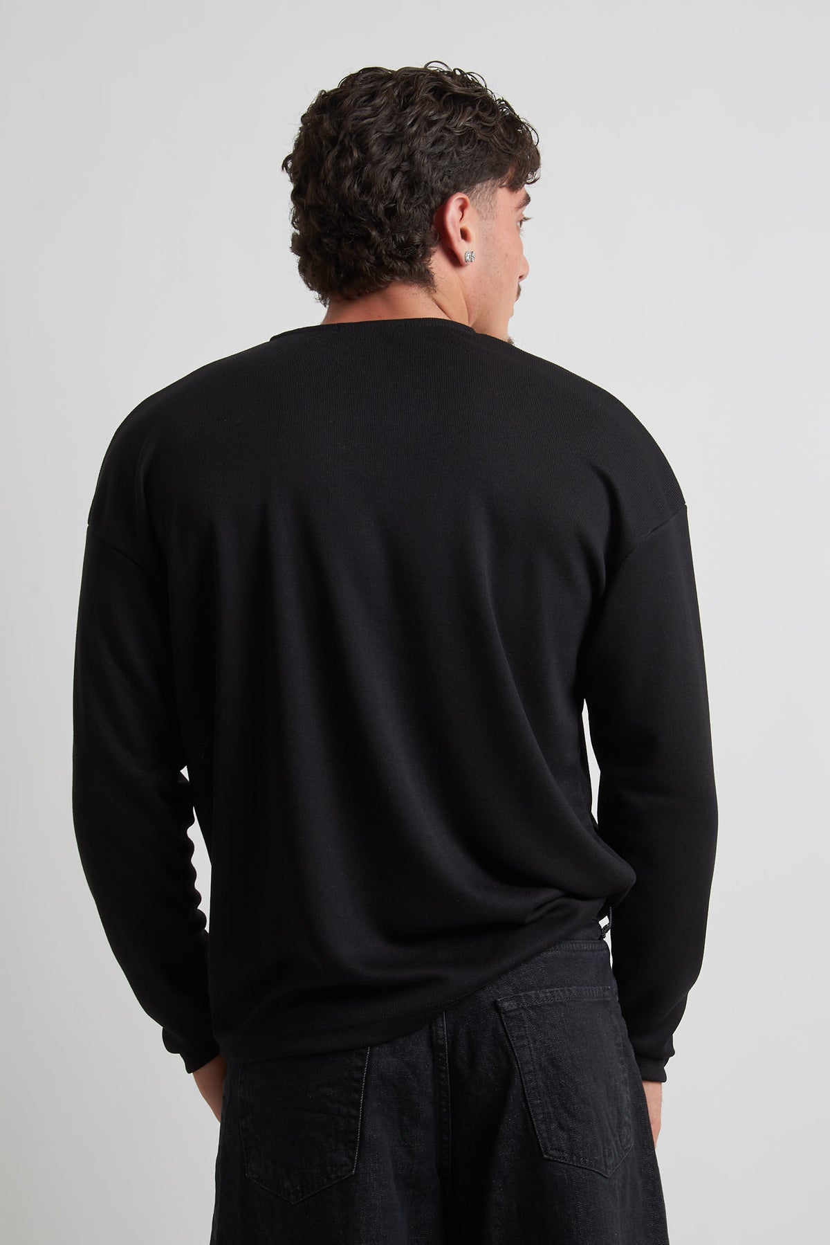 Maglia giro collo rasata poliviscosa nero
