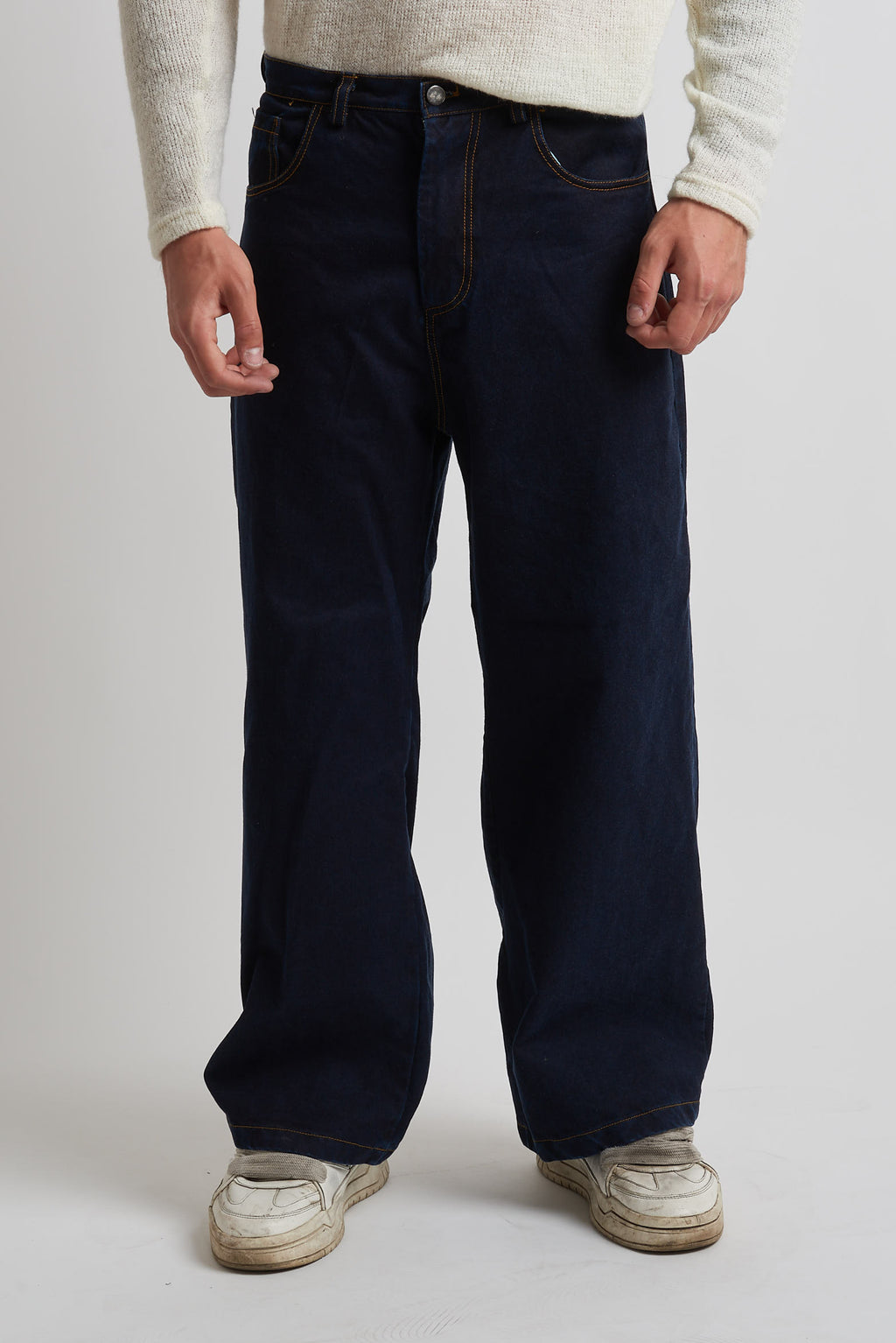 Jeans balloon in tessuto bull blu