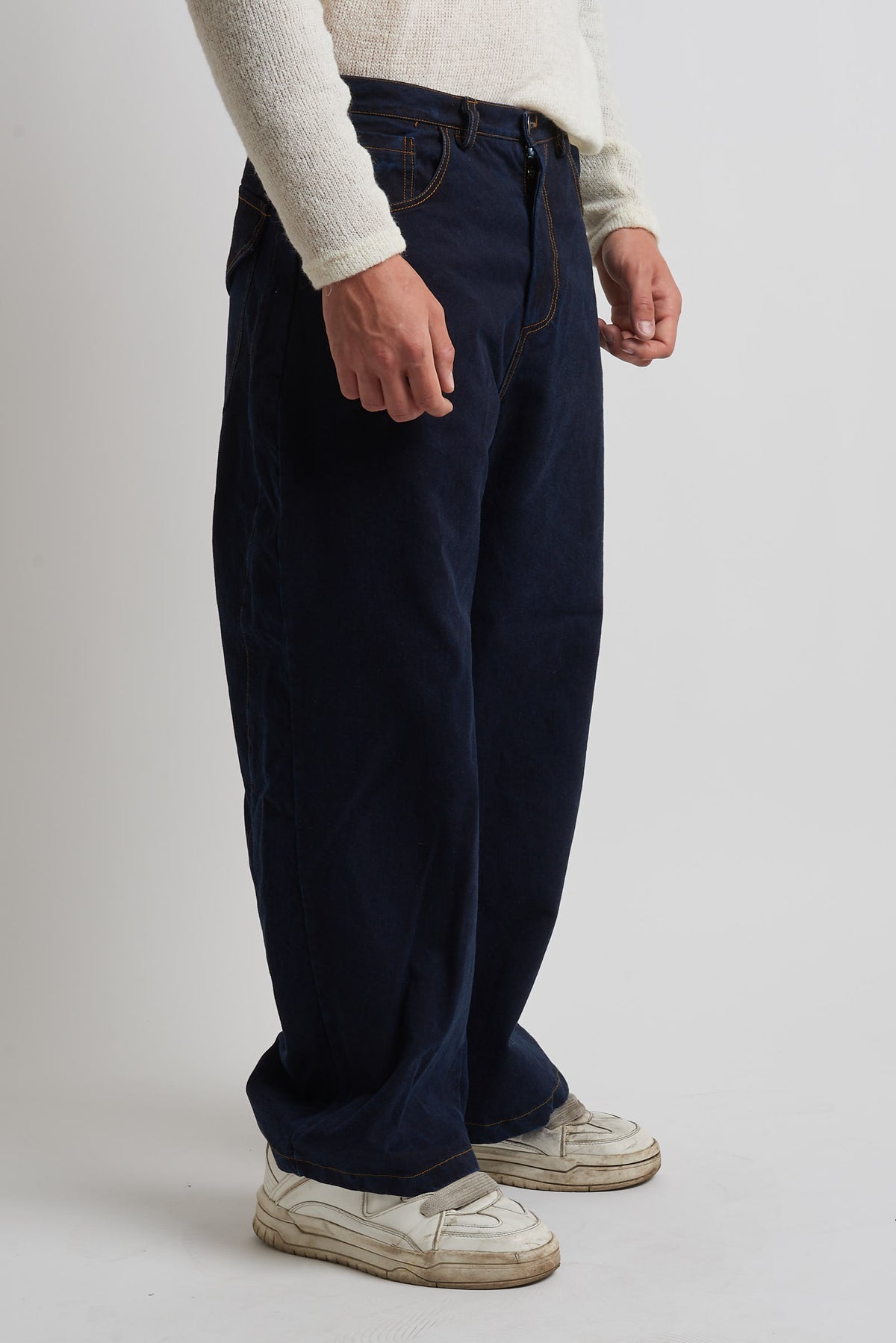 Jeans balloon in tessuto bull blu