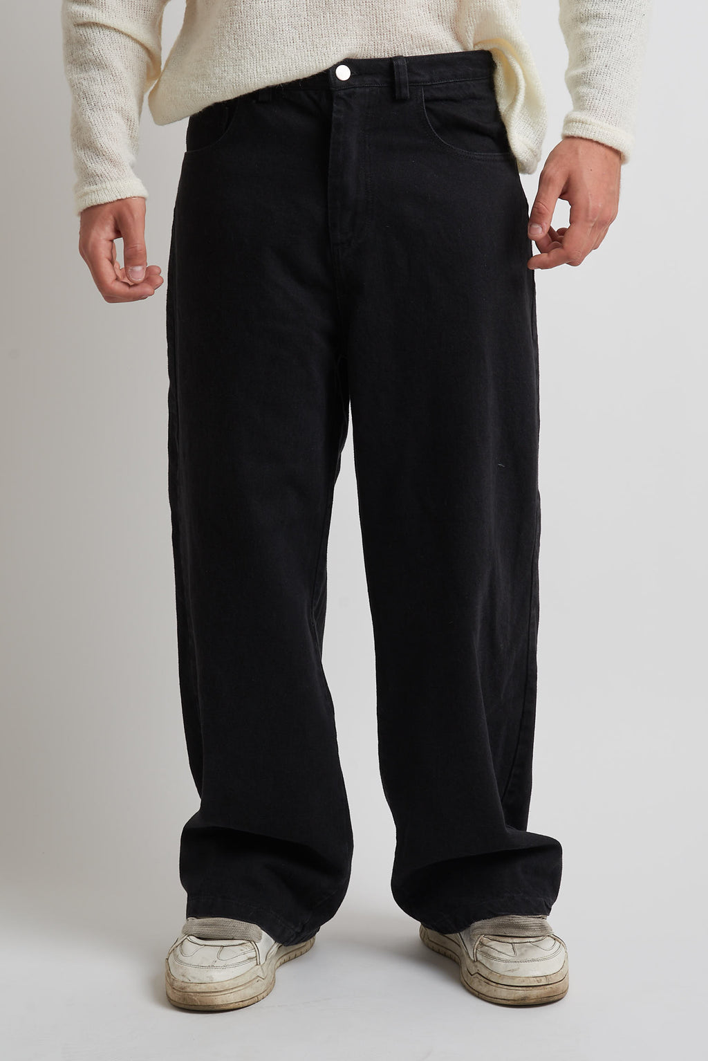Jeans balloon in tessuto bull nero