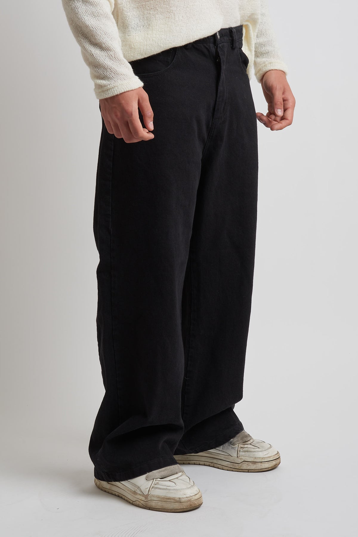 Jeans balloon in tessuto bull nero