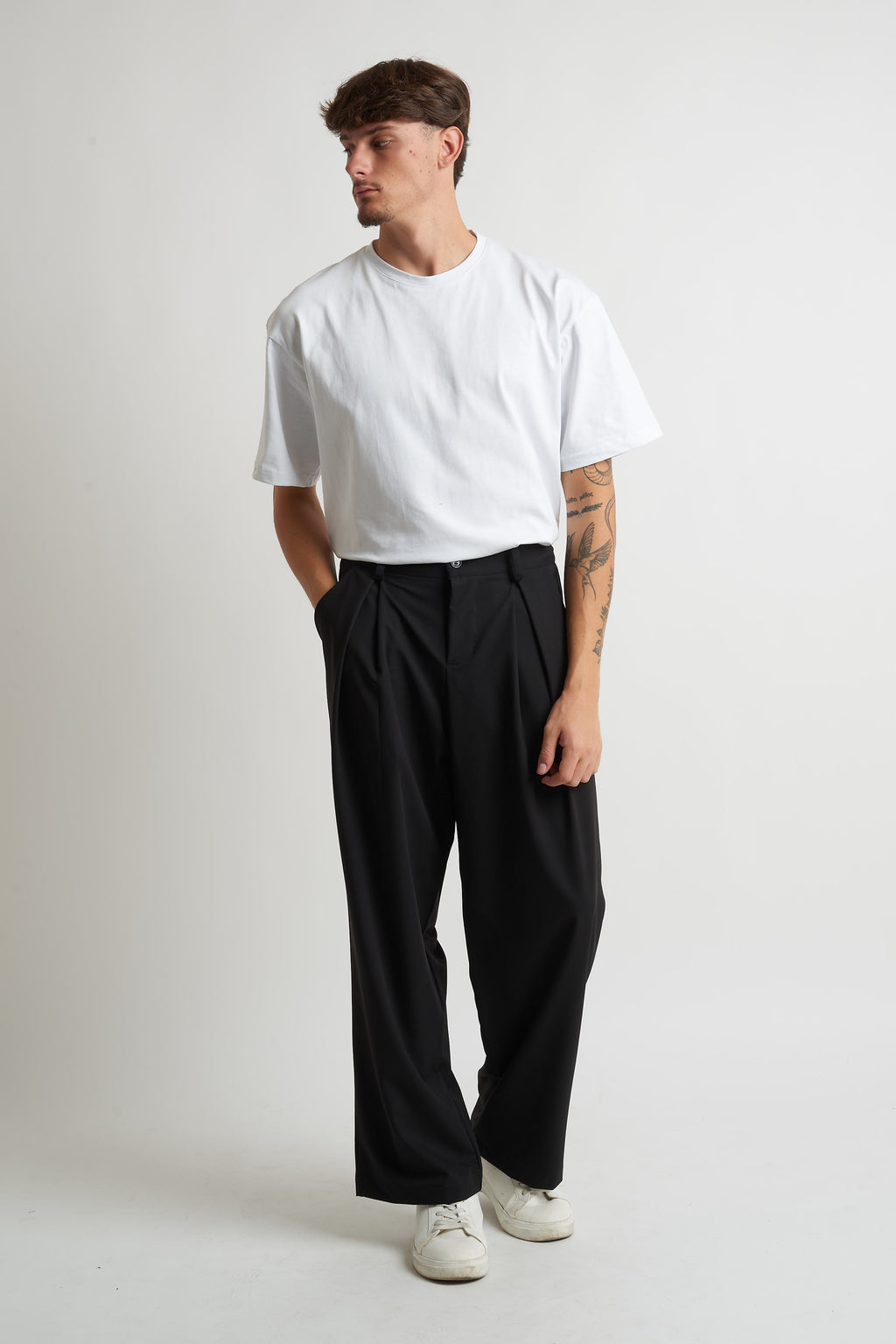 Pantalone pence baciata in poliviscosa nero