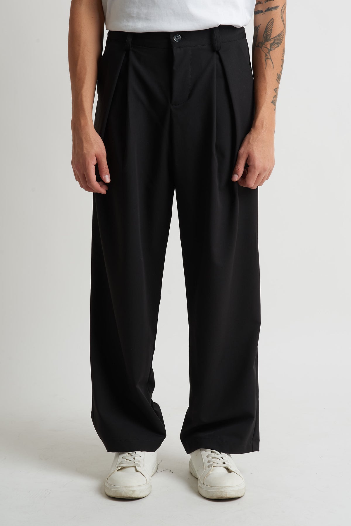 Pantalone pence baciata in poliviscosa nero