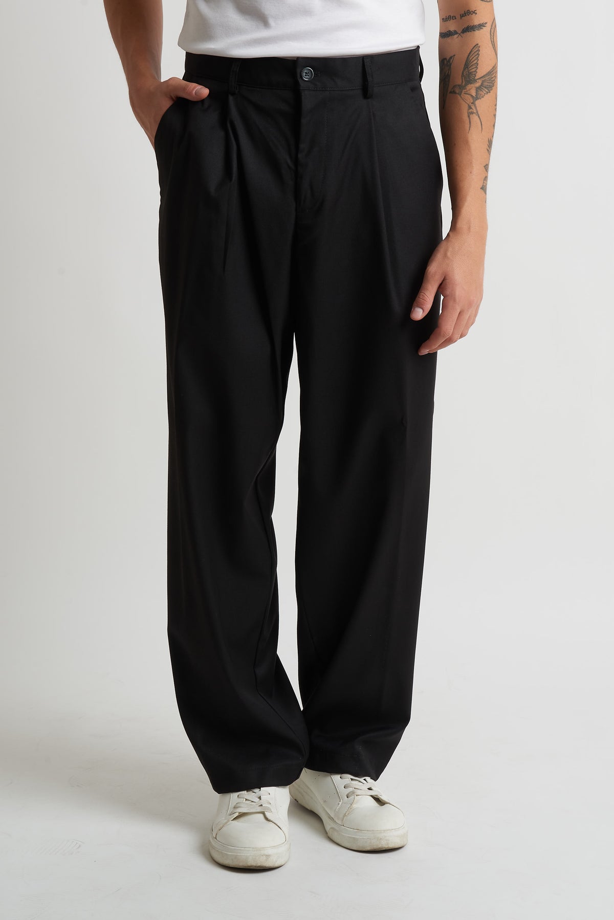 Pantalone pence lunga in poliviscosa nero