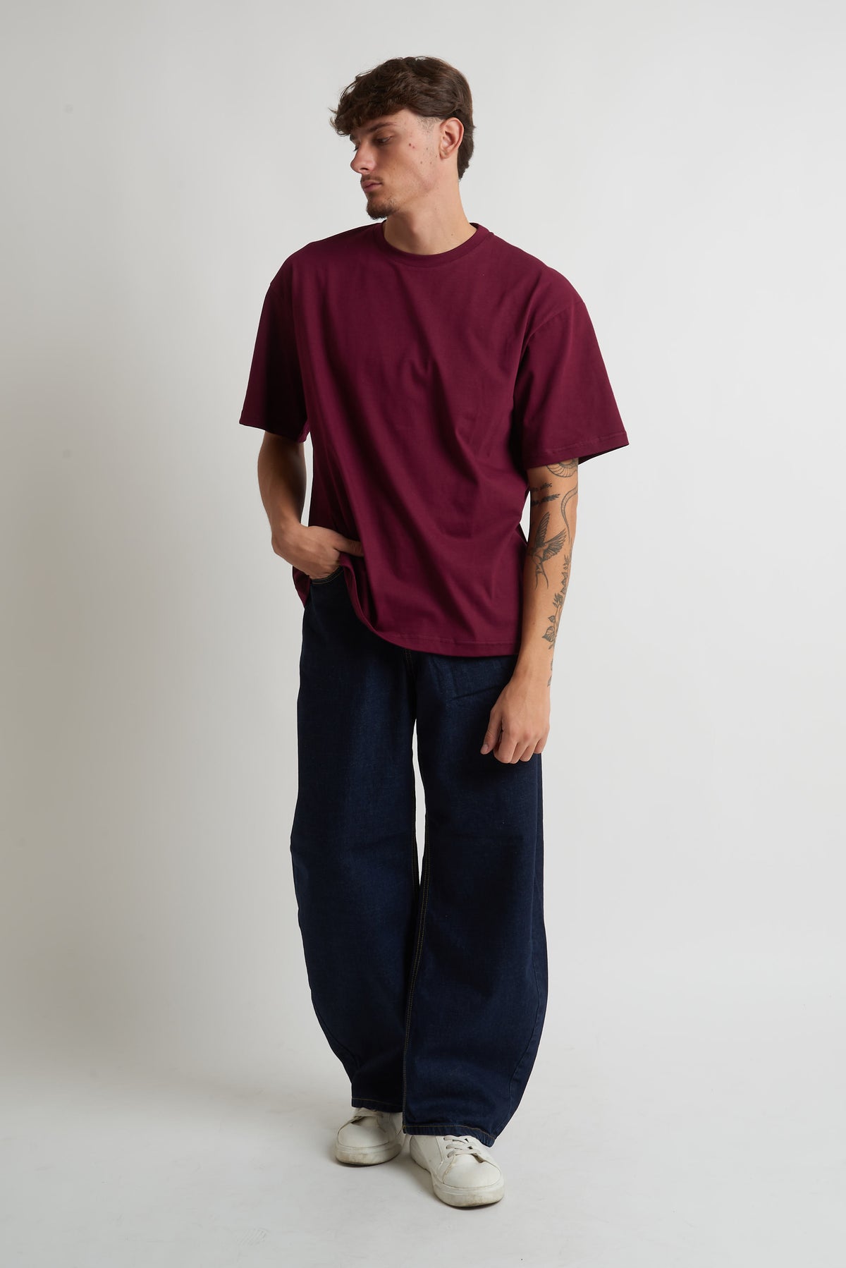 T shirt oversize in cotone 240 grammi bordeaux