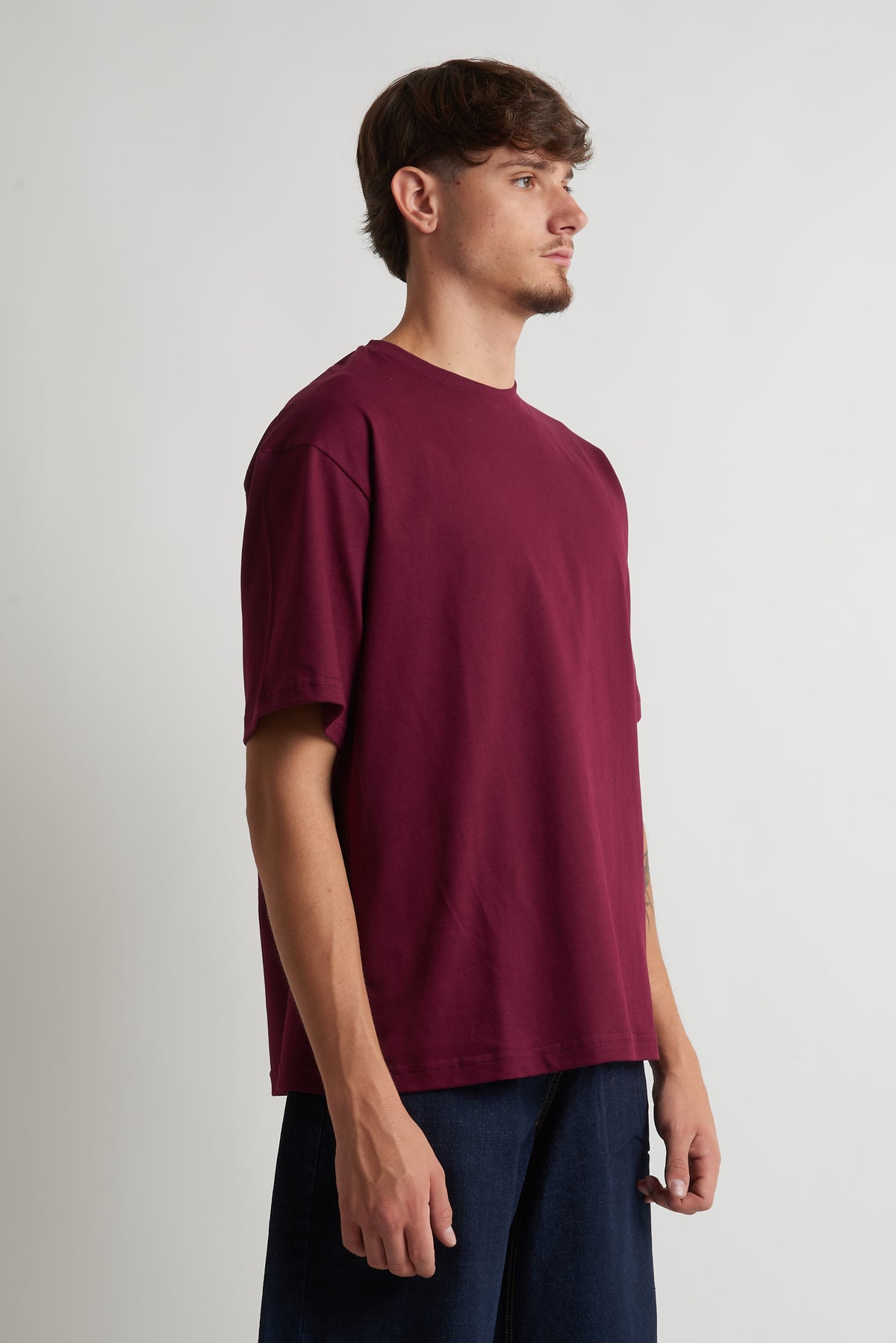 T shirt oversize in cotone 240 grammi bordeaux