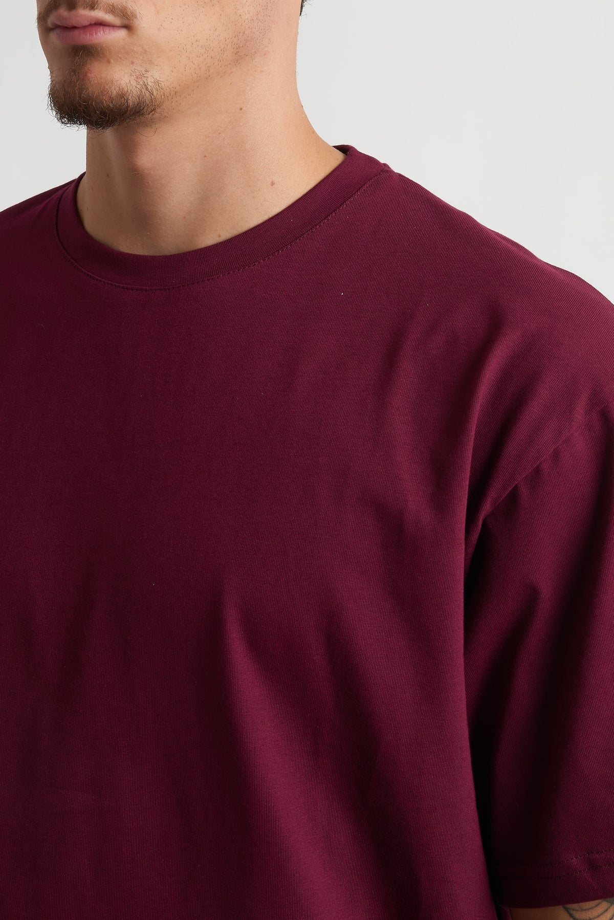 T shirt oversize in cotone 240 grammi bordeaux