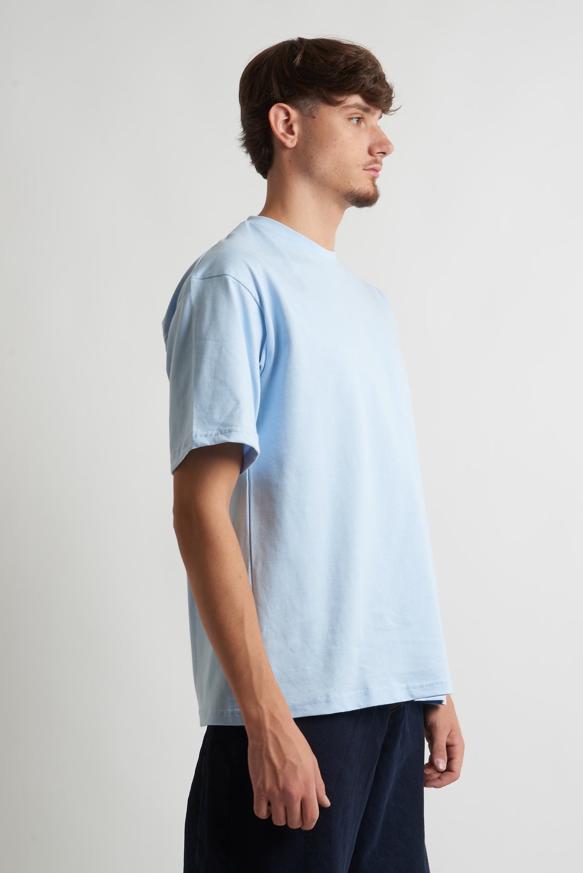 T shirt oversize in cotone 240 grammi celeste