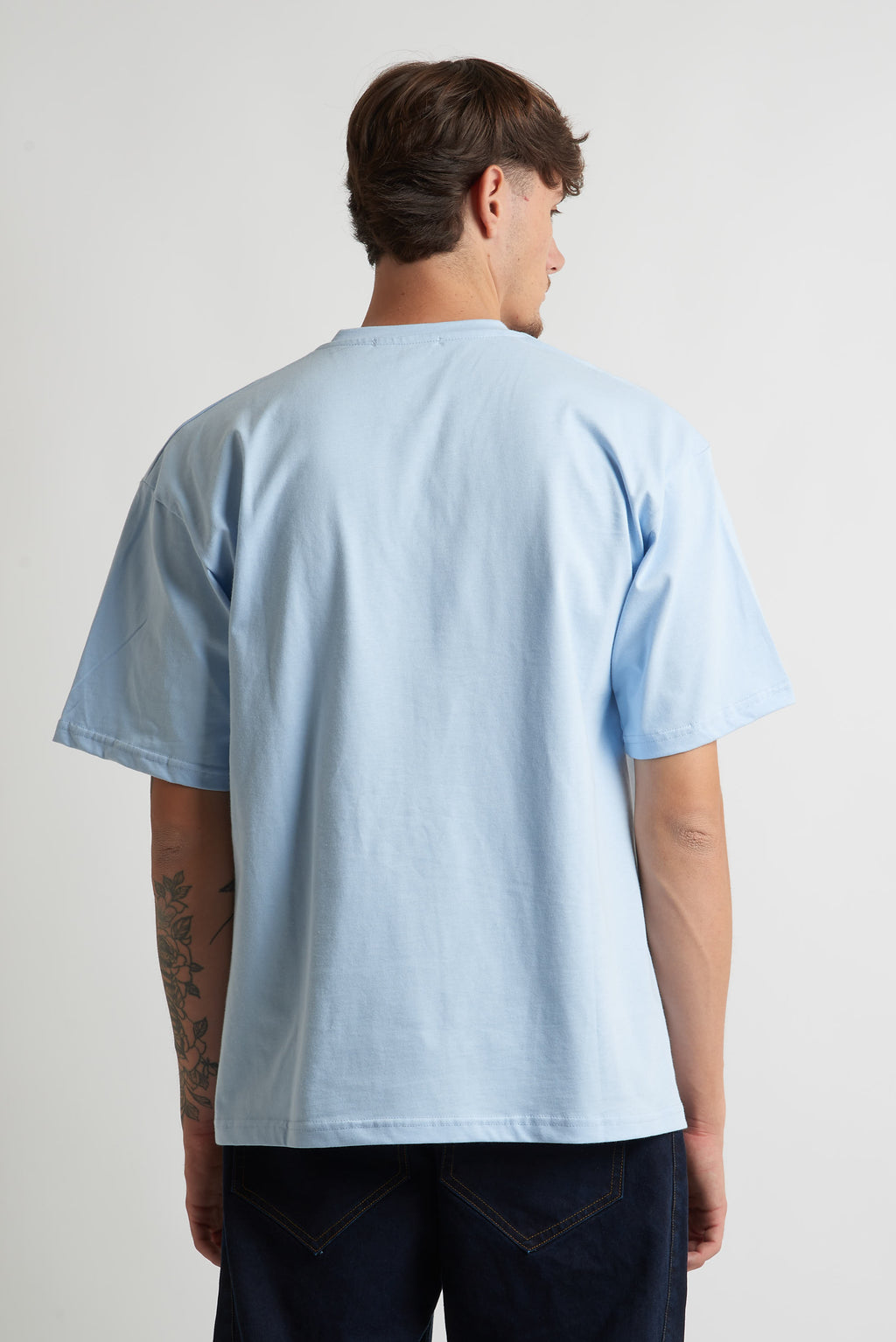T shirt oversize in cotone 240 grammi celeste