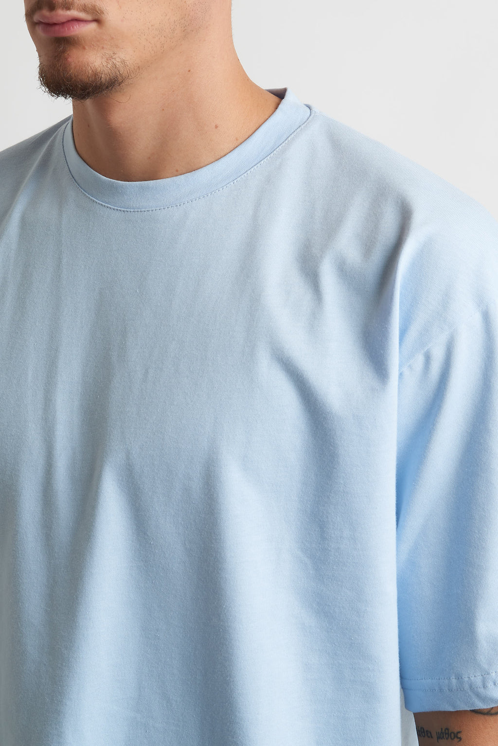 T shirt oversize in cotone 240 grammi celeste
