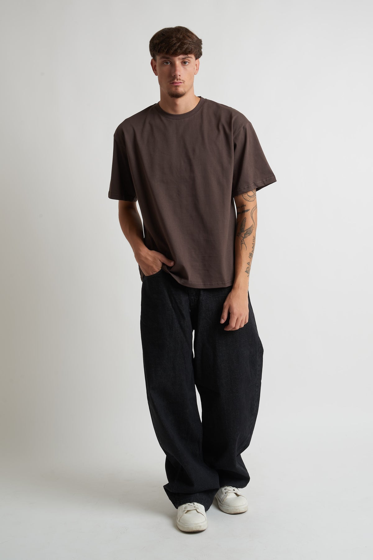T shirt oversize in cotone 240 grammi moro
