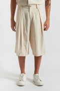 Bermuda pence baciata in misto lino beige