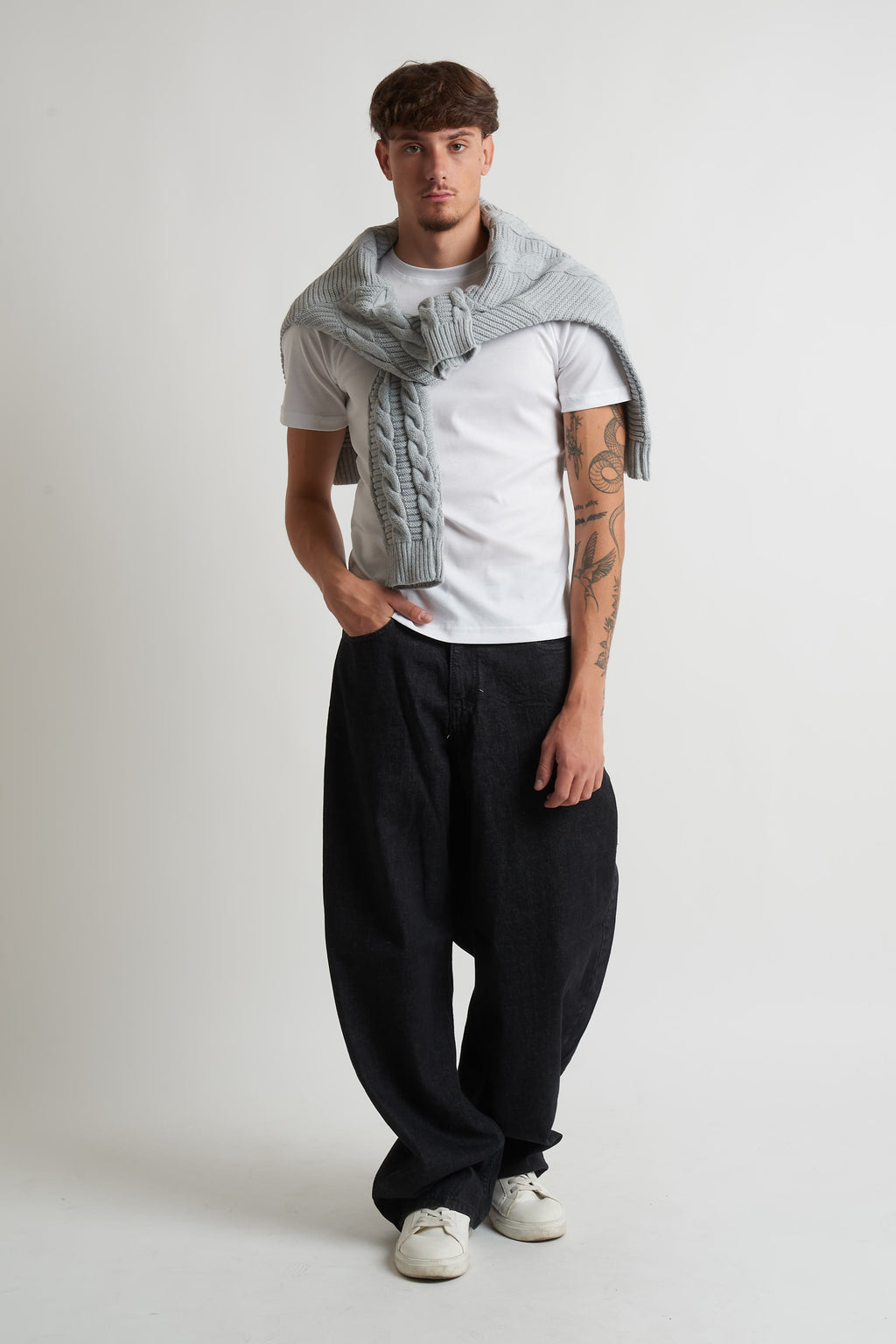 T shirt regular costina filo di scozia bianco
