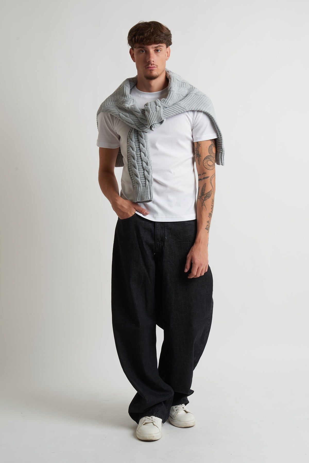 T shirt regular costina filo di scozia bianco