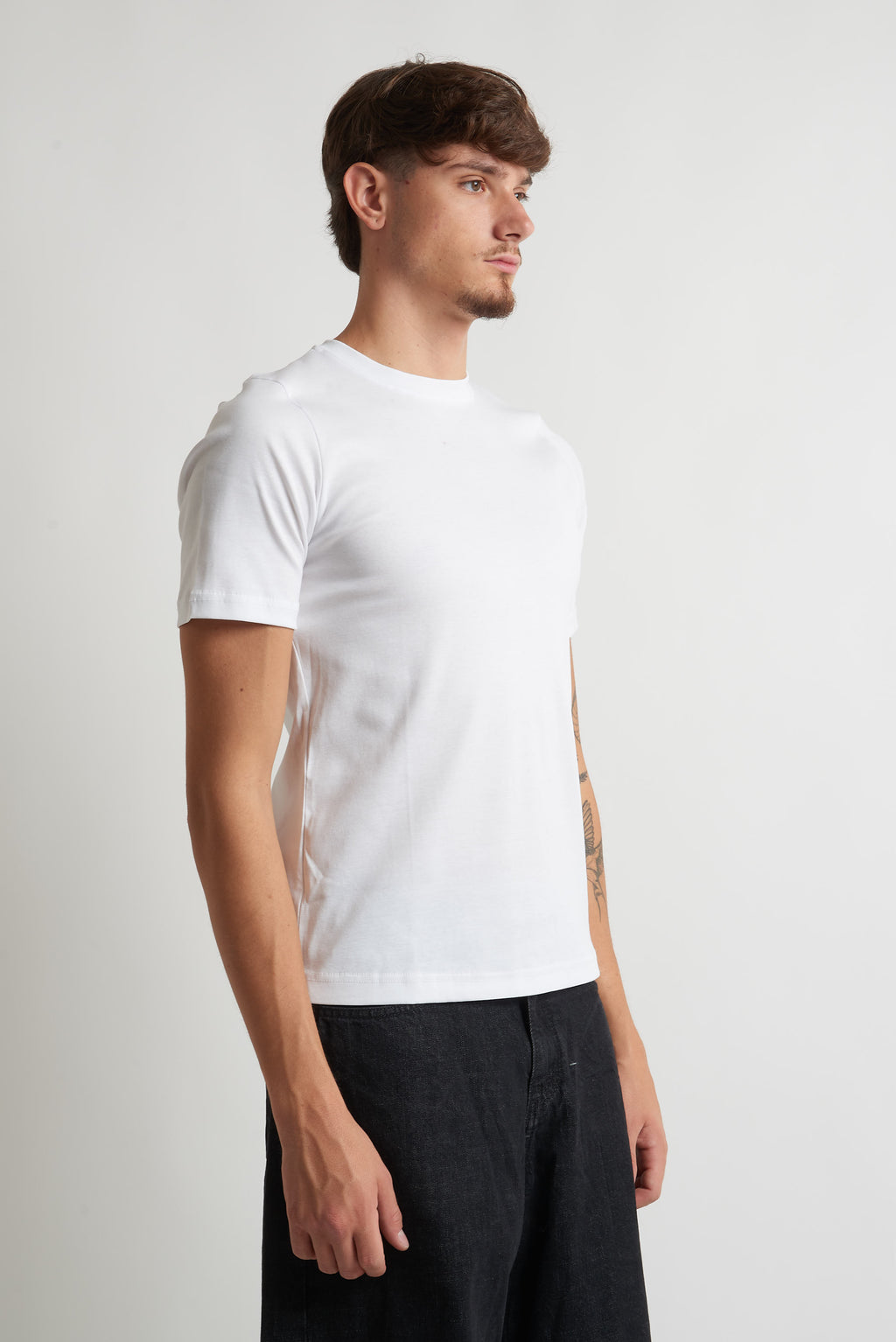 T shirt regular costina filo di scozia bianco