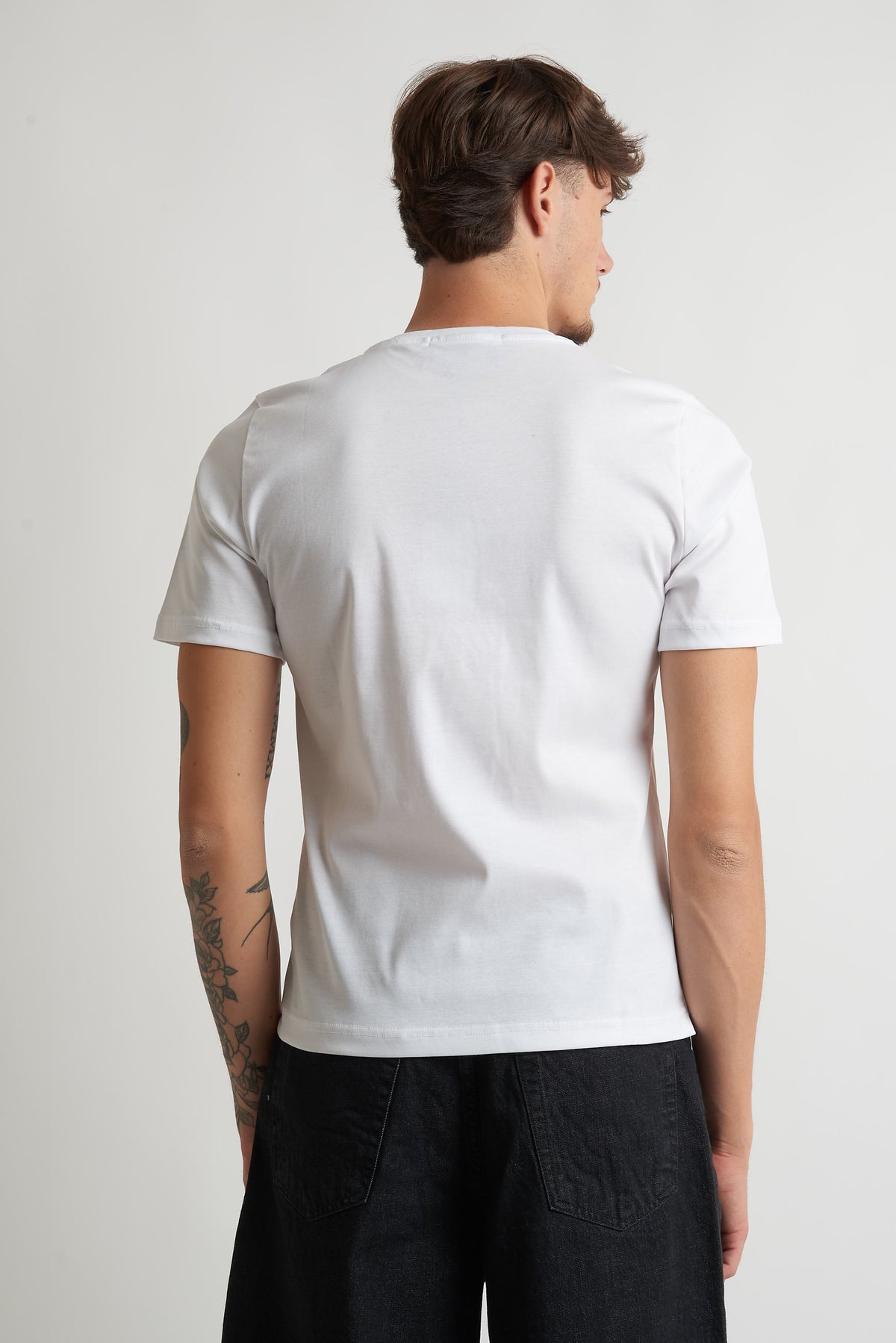 T shirt regular costina filo di scozia bianco