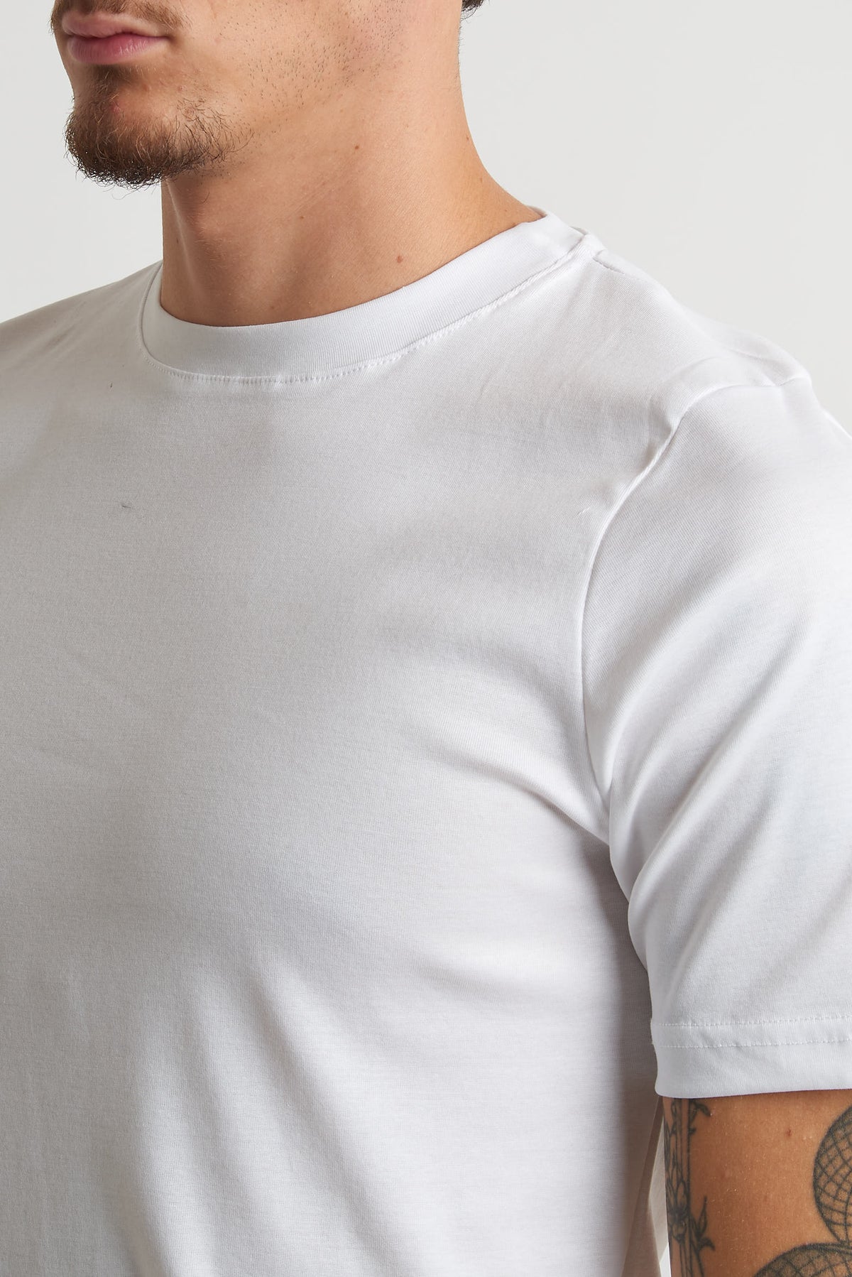 T shirt regular costina filo di scozia bianco