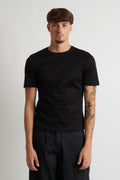 T shirt regular costina filo di scozia nero